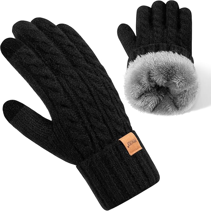 Winter Gloves for Women, Womens Gloves Cold Weather Thermal Warm Fleece Lined, Touchscreen Gloves for Christmas Gifts