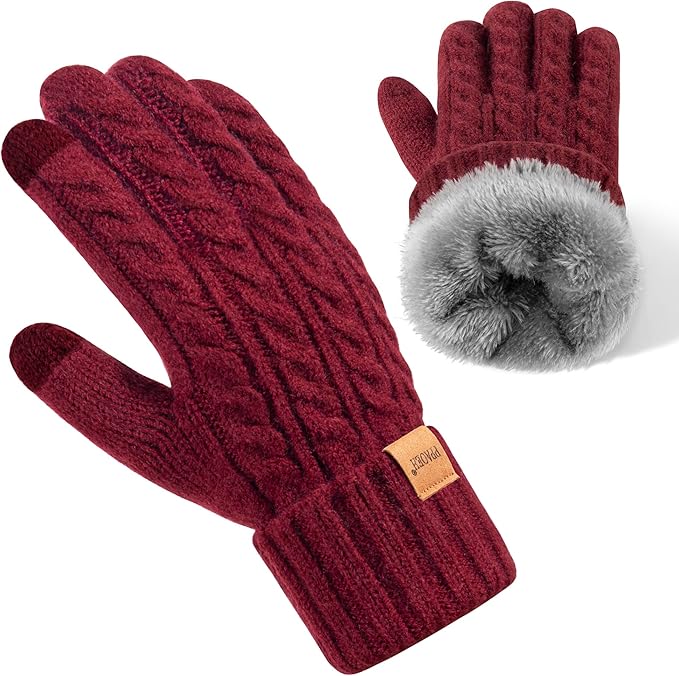 Winter Gloves for Women, Womens Gloves Cold Weather Thermal Warm Fleece Lined, Touchscreen Gloves for Christmas Gifts