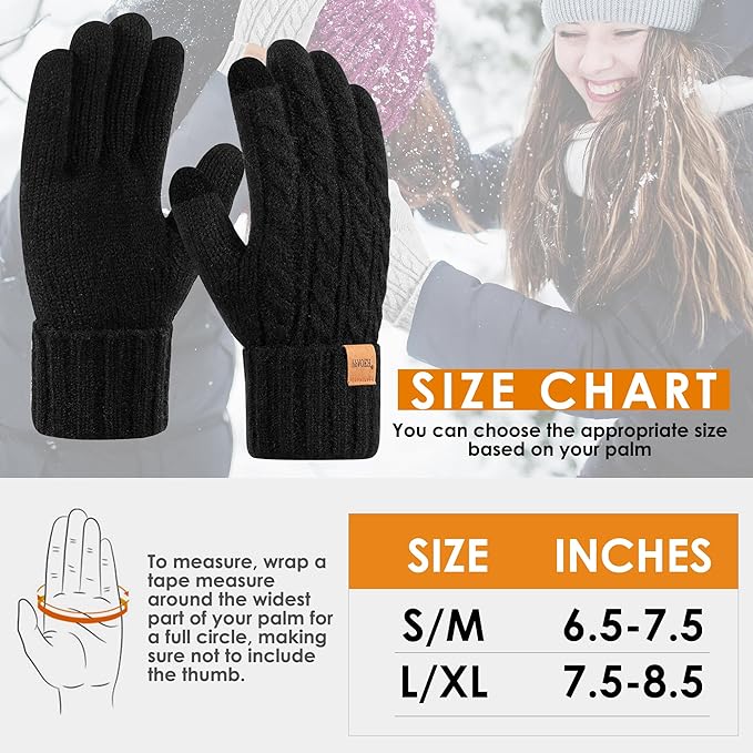 Winter Gloves for Women, Womens Gloves Cold Weather Thermal Warm Fleece Lined, Touchscreen Gloves for Christmas Gifts