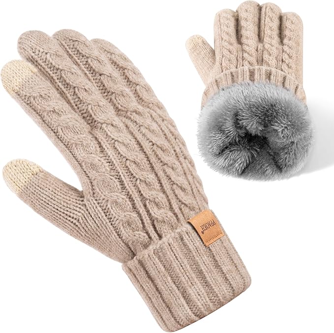 Winter Gloves for Women, Womens Gloves Cold Weather Thermal Warm Fleece Lined, Touchscreen Gloves for Christmas Gifts
